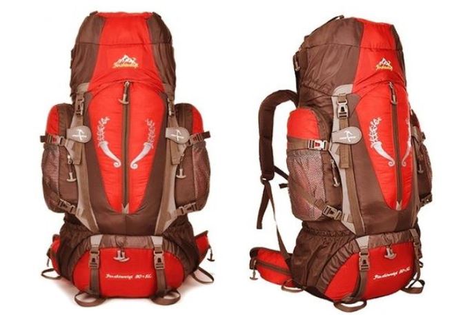 Hiking backpack with plenty of room for all your gear. Bright colors help people find you if lost.